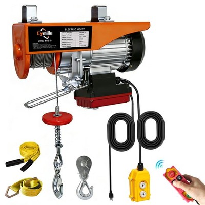 2 in 1 Electric Hoist, 440 lbs Capacity, Wireless/Wired Remote Control, 110V/...