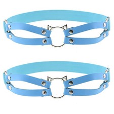 Women's Punk Leather Leg Harness Garter Belts 2 PCS Adjustable Elastic Thigh