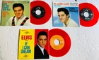 ELVIS PRESLEY Lot 6 of 3 RED VINYL MINT USA 45's & Picture sleeves Lot 6