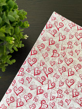 CURLY SWIRLY HEARTS Design Tissue Paper Sheets Choose Size  Package Amount