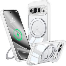 360° Spin Magnetic Stand Case for Pixel 10 Pro XL with Ring Holder - Clear Cover