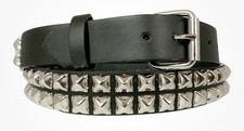 Two Row Pyramid Stud Belt Leather Handmade Studded Belt Punk Goth By Funk Plus