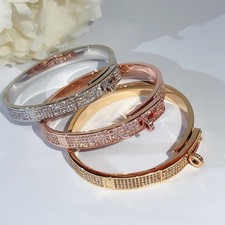 Classic Women Rhinestone Buckled Luxury Bangle Bracelet Fashion Jewelry Gift