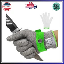 Level 9 Cut Resistant Wire Mesh Gloves for Meat Cutting Oyster Shucking Large