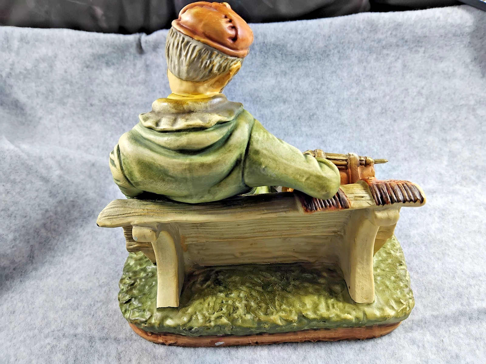 Vintage Italian Style Porcelain Figurine Man Sitting On A Bench Sku K47 image 3
