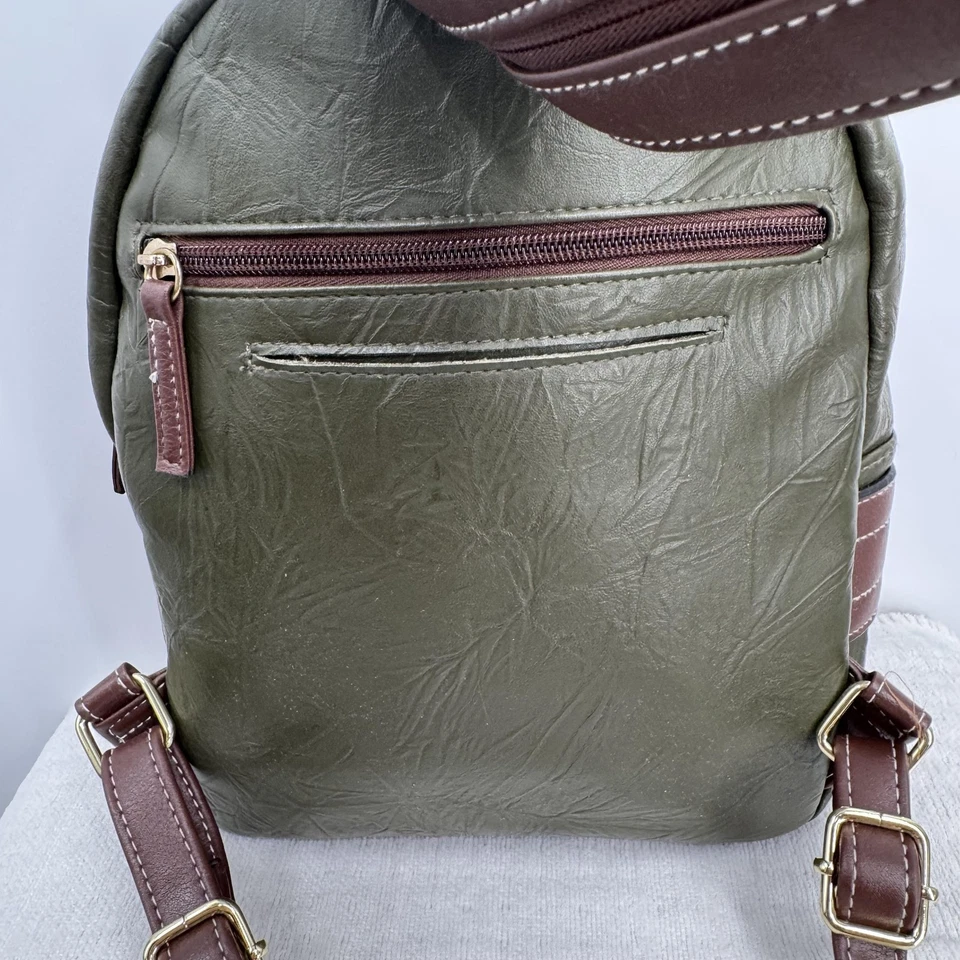 Stone Mountain Mini Backpack Womens Olive Brown Faux Leather 40th Anniversary - Image 3 of 4