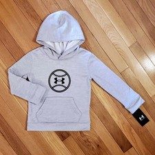 NEW Under Armour Little Boy Baseball Theme Fleece Sweatshirt Hoodie, Gray sz 4