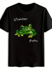 Men's Black T-Shirt | Silverchair & Frogstomp Print, Casual Crew Neck Short Slee