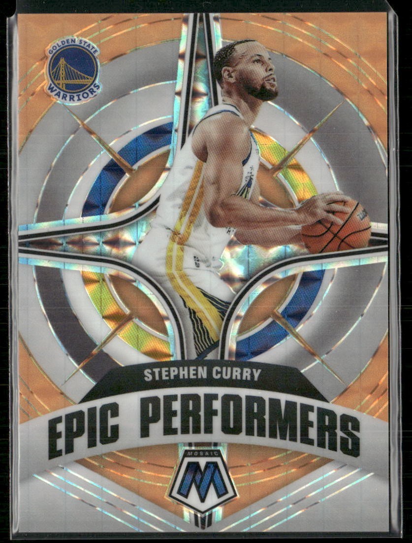 2021-22 Panini Mosaic Epic Performers Orange Flourescent #7 Stephen Curry /25
