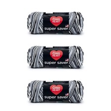 Red Heart Super Saver Yarn, 3 Pack, Zebra 3 Count Office Product