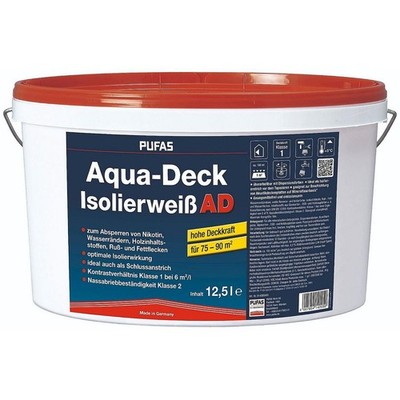 Pufas Aqua-Deck Isolierfarbe weiss Nikotinsperre Grundierung innen & außen 12,5L