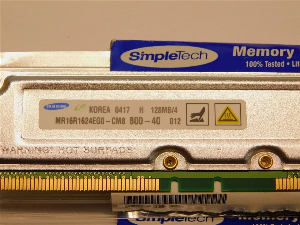 2 Simpletech Samsung RB800X16-8/128 128MB Memory Modules Non-ECC RAMBUS 800MHZ - Image 2 of 2