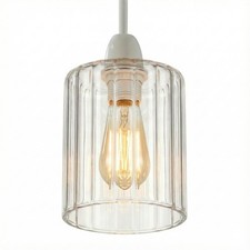 Modern Ceiling Pendant Light Shade Easy Fit Chandelier Ribbed Glass Lampshade