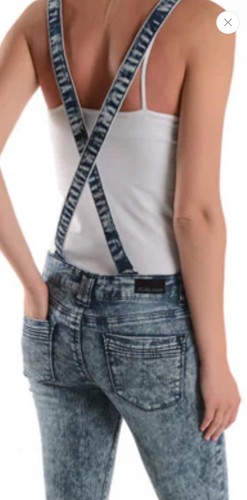 Acid Wash Destroyed Blue Jean Stonewashed Distressed Pullover Overall Skinny Legs - Bild 6 von 7