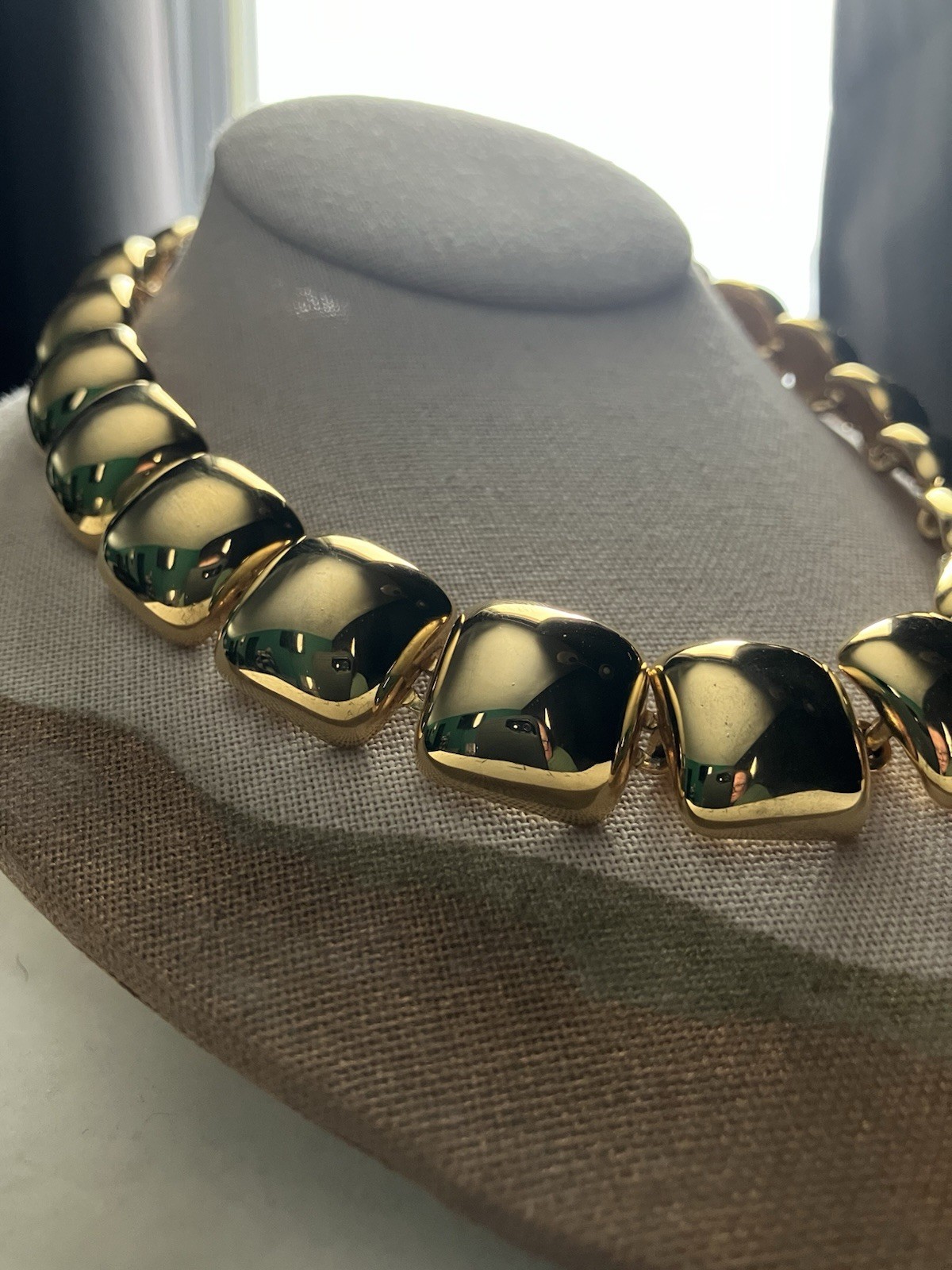 Vintage Square Link Statement Collar Necklace Tog… - image 3