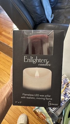Enlighten Candle Flameless LED Wax Pillar, 3 X 7'', NIB
