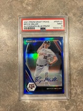 2021 Prizm Draft Picks AUTO BLUE PRIZM / 99 BRYCE MILLER RC #PDP113 PSA MINT 9