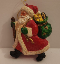 Vintage Ornament Plastic Santa with Bag of Toys
