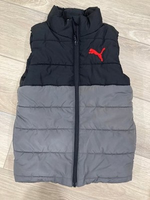 PUMA Boys Puffer Vest ~ SZ 7/8 ~ Black/Gray/Red ~ Winter Gear