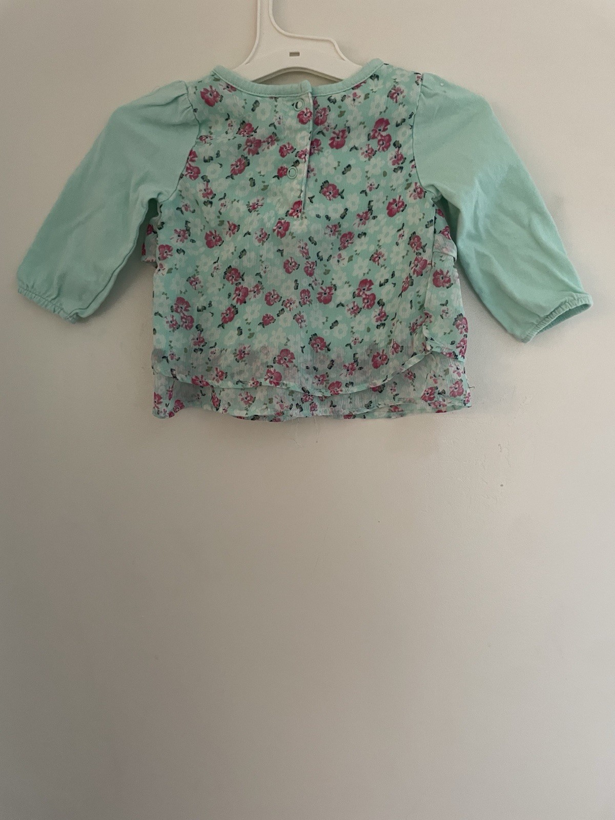 Small Wonders Baby Girl Pink Floral Tiered Polyester Long Sleeve Shirt Mint 6/9M image 4