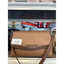 Fashion & Bags Brown Pebbled Crossbody Bag Flap Closure Adjustable Strap
