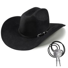 Western Cowboy Hat for Men Women,Shapeable Wide Brim Felt Fedora Classic Cowg...