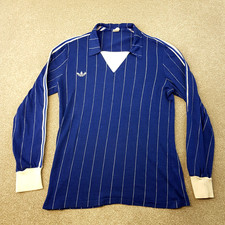 Vintage Adidas Football Shirt Small Blue Template 1980s Soccer France LS Retro