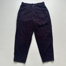 Vintage LL Bean Corduroy Pants Women 16 Regular High Rise Purple Cotton 33x28