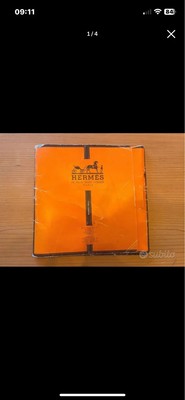 Hermes Pure Silk Scarf with Black Frame and White and Orange Bottom