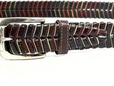 Martin Dingman Men  s Brown Multi-Color Braided Leather Belt Size 115/46
