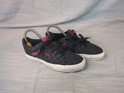Vans Seldan Checkered Shoes Youth Size 4 Black & Red Low Top Lace-up 500714