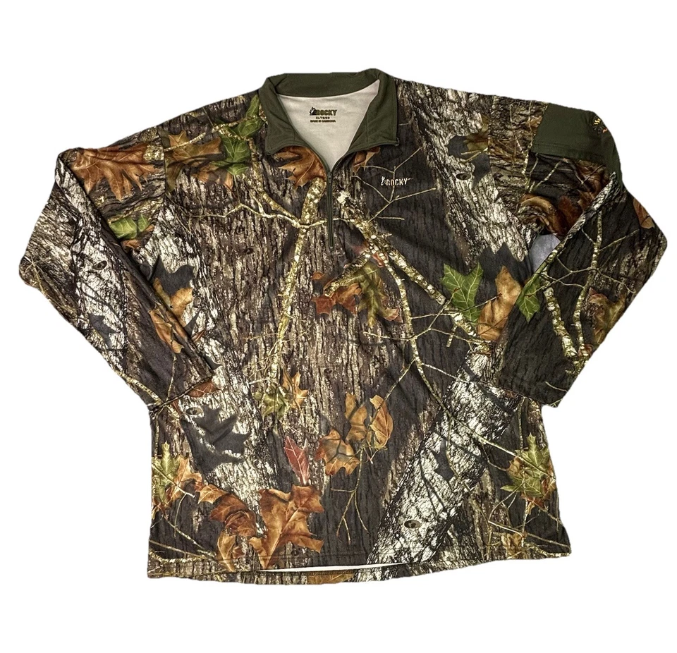 Mens Large Rocky 1/2 Zip Pullover Scent IQ Mossy Oak Camouflage Lightweight Hunt - Image 2 of 4