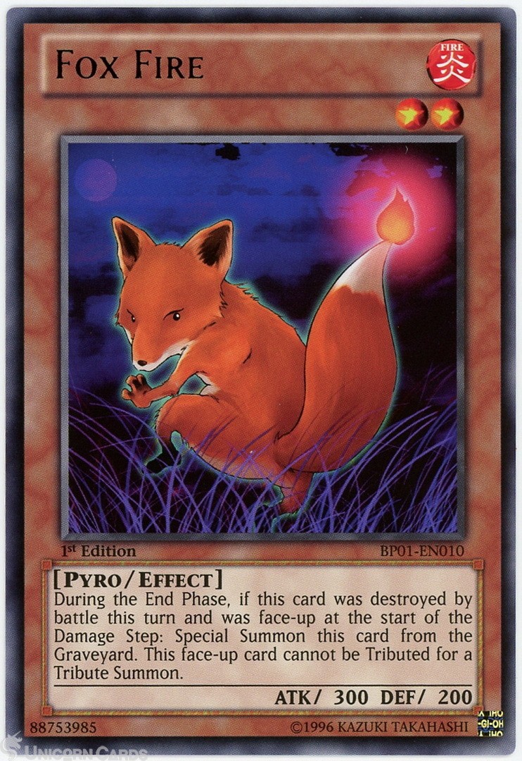 BP01-EN010 Fox Fire : Rare 1st Edition Mint YuGiOh Card