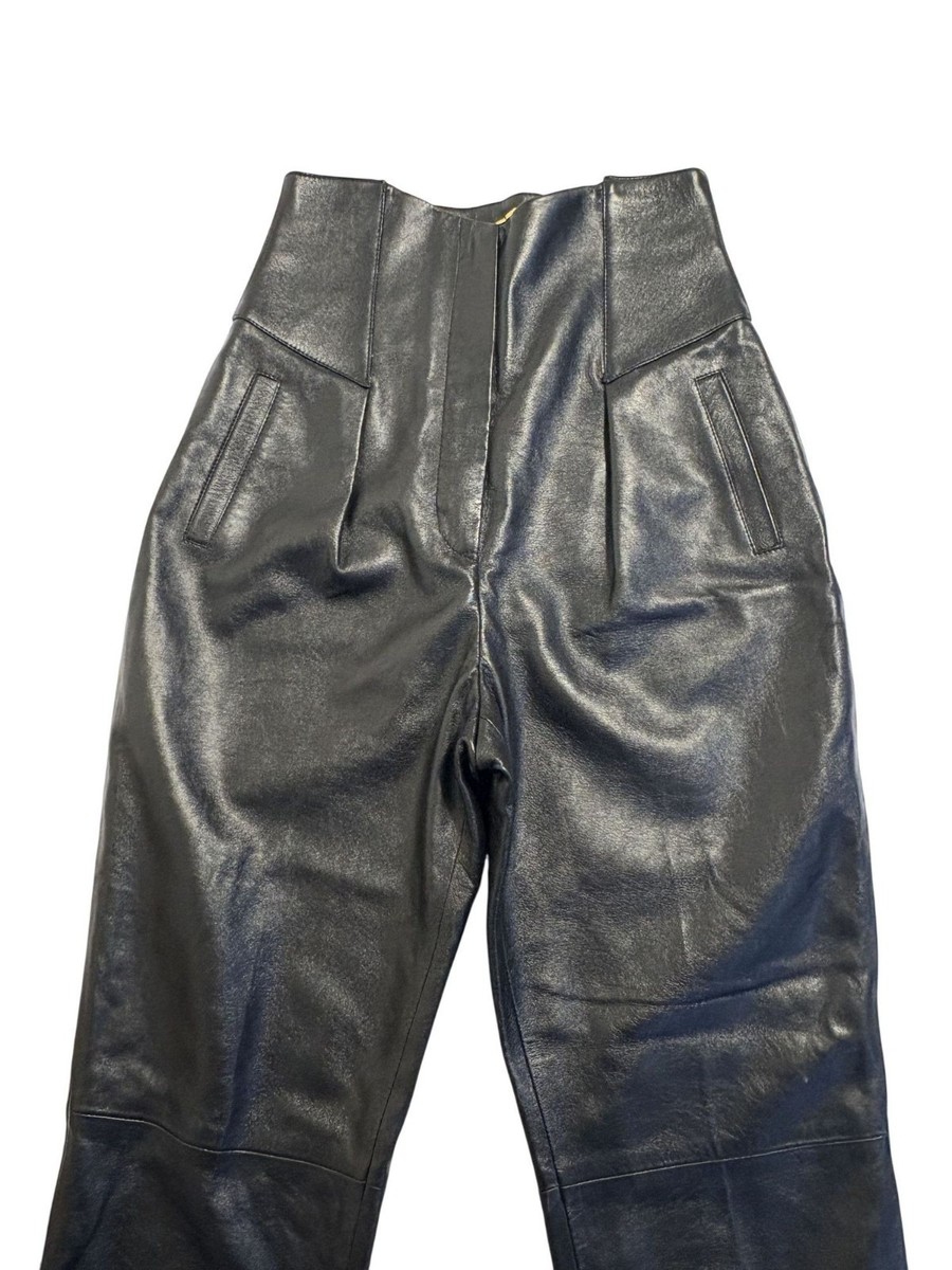 Saint Laurent FW 2019 High-Waisted Lamb Leather Pants in Black | eBay