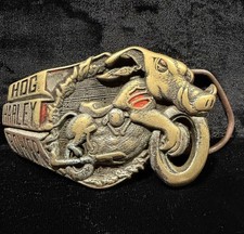 Vintage Harley Davidson Hog Power Belt Buckle 1991 Baron Design H333