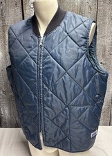 Vintage Big Smith Vest Mens XL Blue Quilted Nylon Insulated Workwear Full Zip
