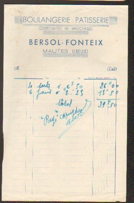 MAUTES (23) BAKERY / PATISSERIE ''BERSOL - FONTIX''