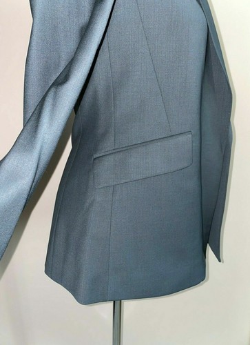 $535 NWT Theory Sedeia LS Continuous Open-Front Sea Blue Wool Blend Blazer sz 0 - Picture 4 of 12