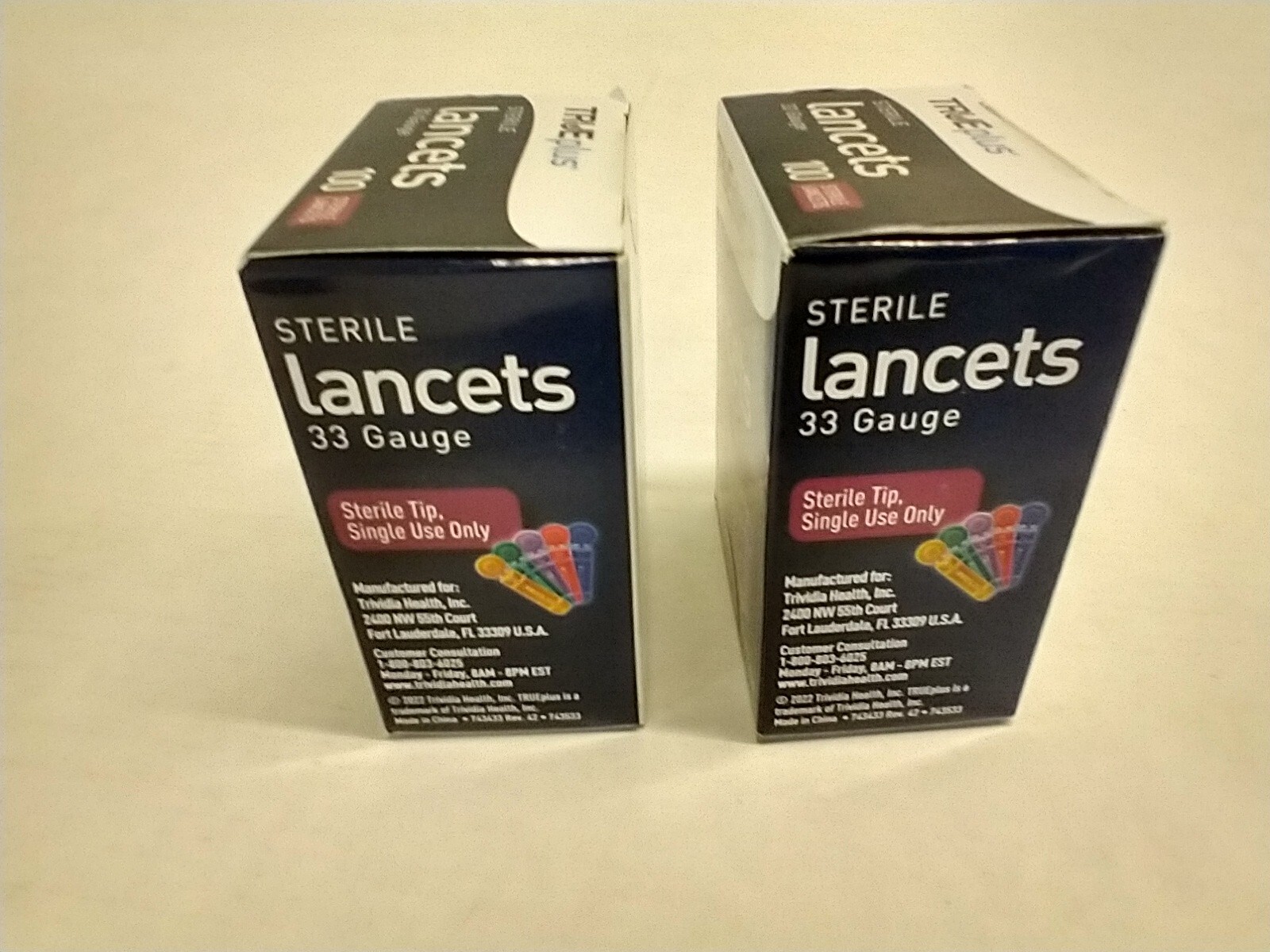 TRUEplus Universal Twist Top 33 Gauge Sterile Lancets 2 x 100 pack Lot of 200.