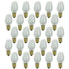 25 Pack Sunlite 10C7/CL Incand 10-Watt Candelabra Based C7 Night Bulb Clear