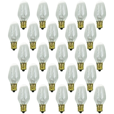 25 Pack Sunlite 10C7/CL Incand 10-Watt Candelabra Based C7 Night Bulb Clear