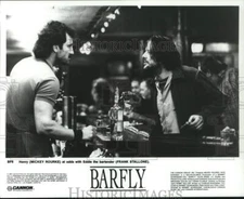 1987 Press Photo Mickey O'Rourke & Frank Stallone in "Barfly" Movie - hcq41804