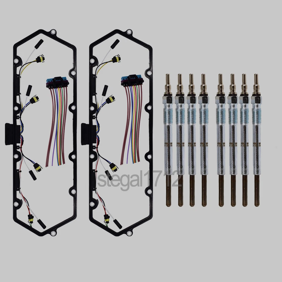 Arnés y bujía incandescente de juntas de cubierta de válvula diésel Powerstroke para 1998-03 7,3 L OEM Foto 3 de 4