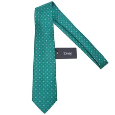 Drake's NWT Neck Tie in Teal Green with Red & Blue Geometric Pattern 100% Silk