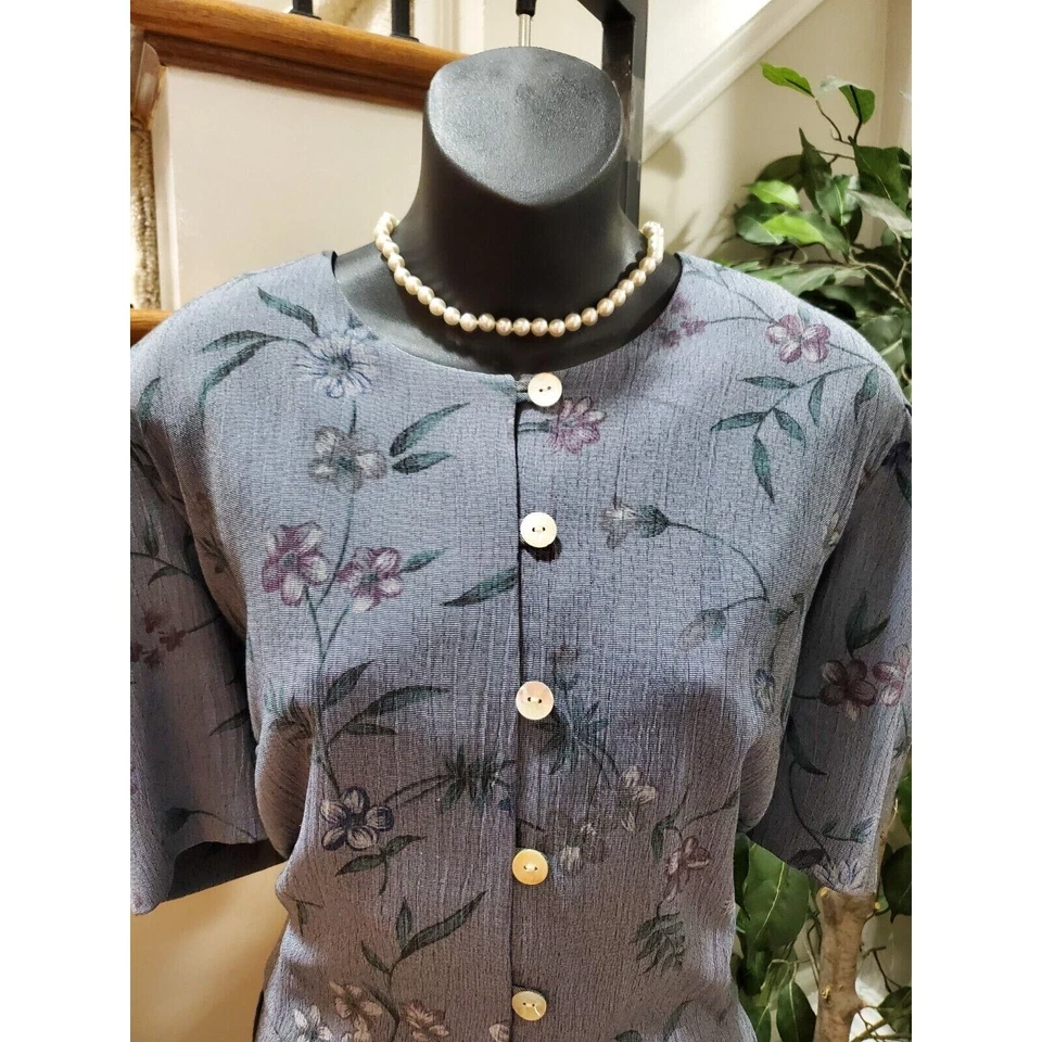 Vestido Miss Dorby Gris Floral Poliéster Cuello Redondo Manga 3/4 Hasta la Rodilla Talla 2X Foto 2 de 4