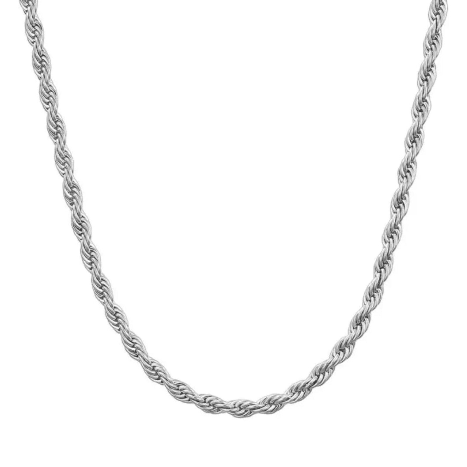 Collier Torsadé Plaqué Or Blanc 18 Carats : chaîne de cou argentée pour femme élégante