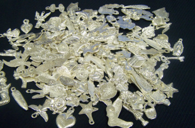 Milagro lot - 100 Assorted Silver Colored Silvery Mexican Milagros