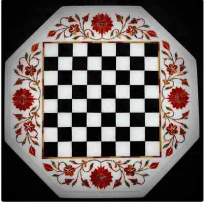18'' marble chess table top center inlay random malachite room decor A1