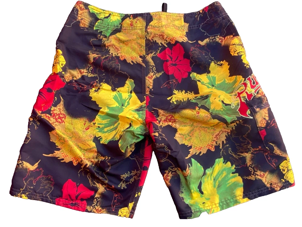 Boardshorts vintage oxidados para hombre 33 pantalones cortos de surf florales hawaianos Foto 2 de 4