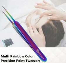 Stainless Steel Multi Rainbow Color 3D Eyelash Extension Tweezer Straight A type